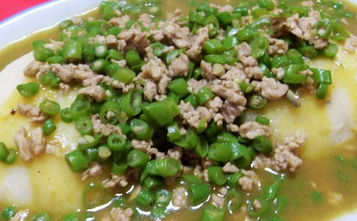 咖喱豆角肉碎土豆泥