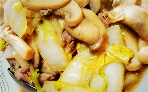 黃芽菜炒雙菇