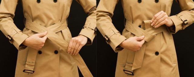 大衣系帶方法一個扣 環扣式風衣腰帶系法