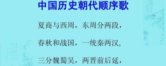 歷代朝代順序表口訣 你都學會瞭嗎