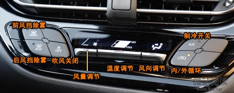 豐田C-HR空調按鈕圖解 C-HR空調除霧和暖風開啟方法