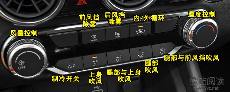 日產軒逸空調按鈕圖解 軒逸空調除霧和暖風開啟方法