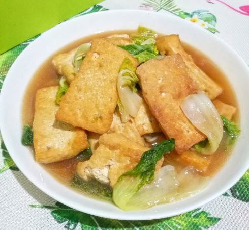 黃心菜燒豆腐