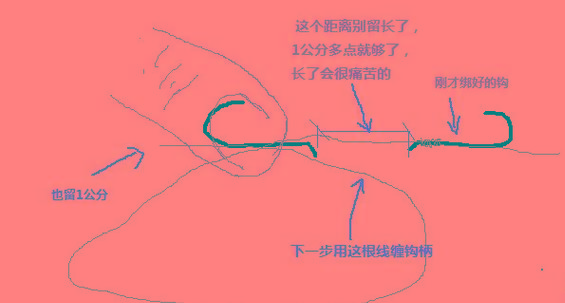 子線綁法 雙鉤 雙鉤子線打結方法示意圖